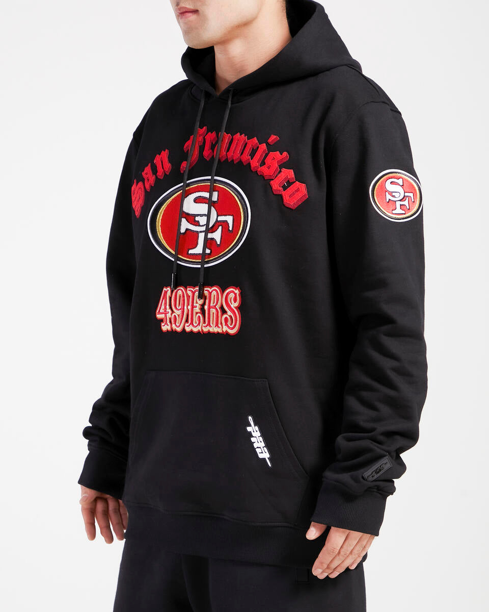 PRO STANDARDS SAN FRANCISCO 49ERS OLD ENGLISH FLC PO HOODIE-BLACK