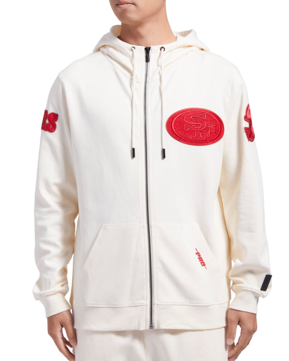 Pro Standard Men's San Francisco 49ERS Triple Tonal Dk Full Zip Hoodie - Eggshell