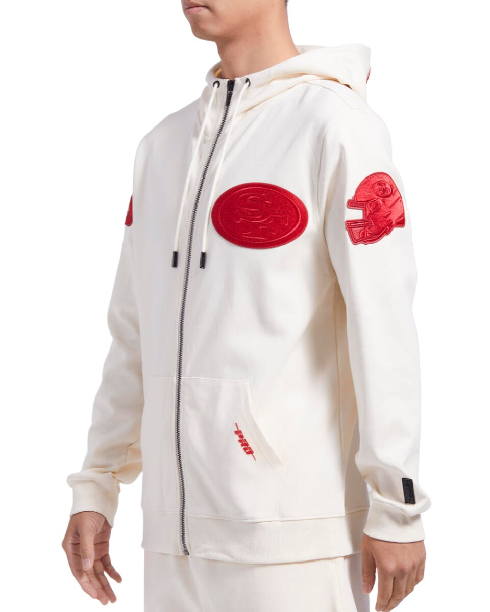 Pro Standard Men's San Francisco 49ERS Triple Tonal Dk Full Zip Hoodie - Eggshell