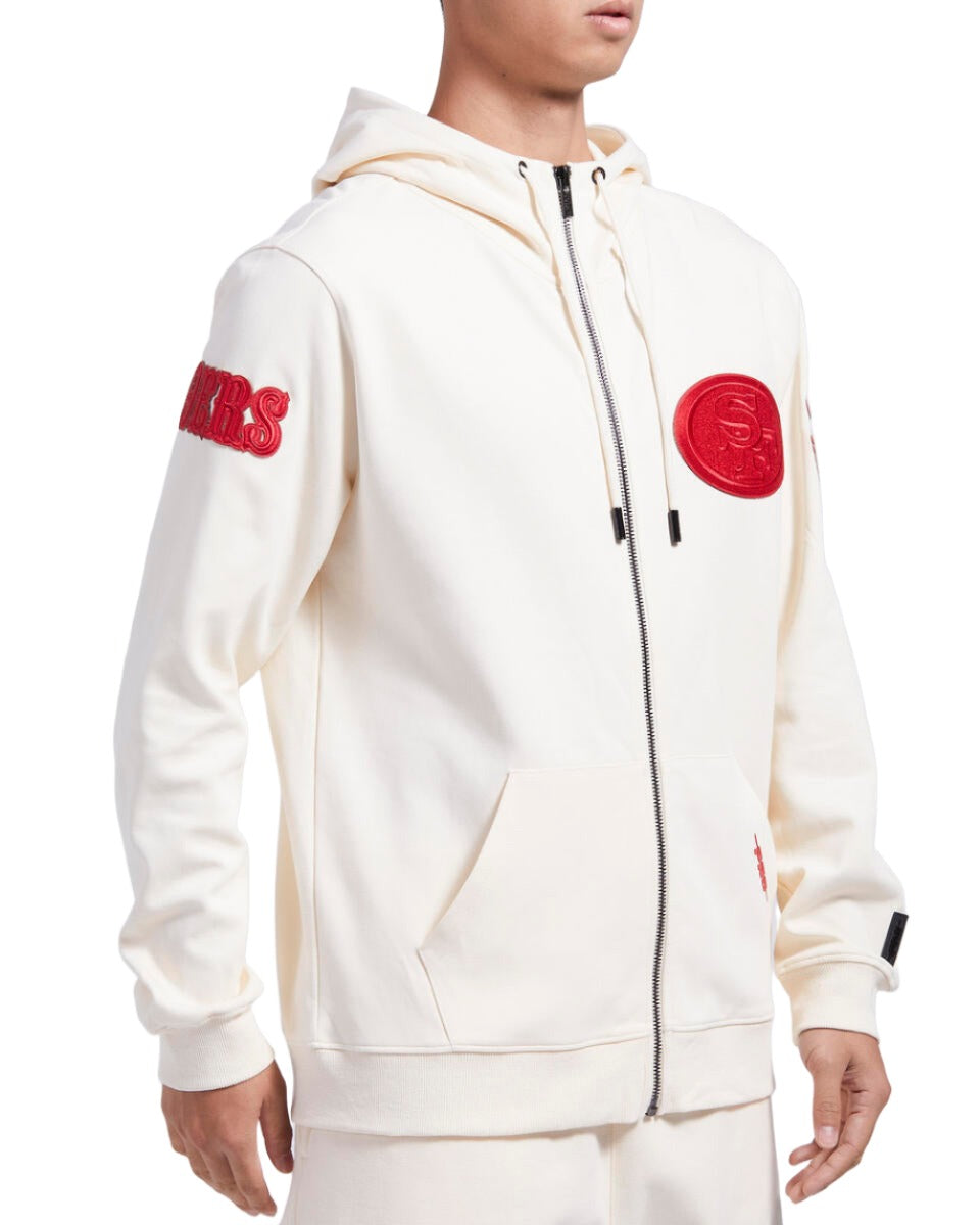 Pro Standard Men's San Francisco 49ERS Triple Tonal Dk Full Zip Hoodie - Eggshell