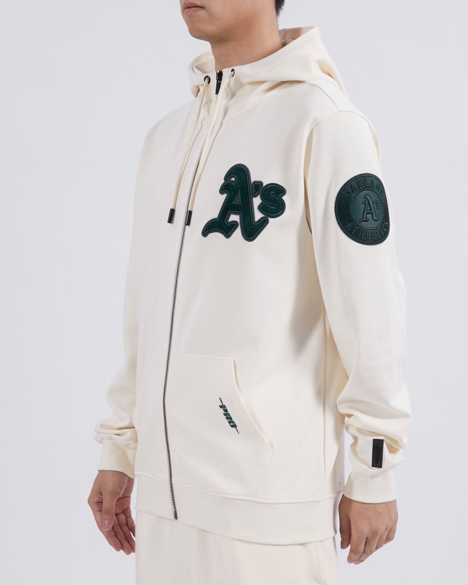 Pro Standard Oakland Athletics Triple Tonal DK Full-Zip Up Hoodie - EggShell