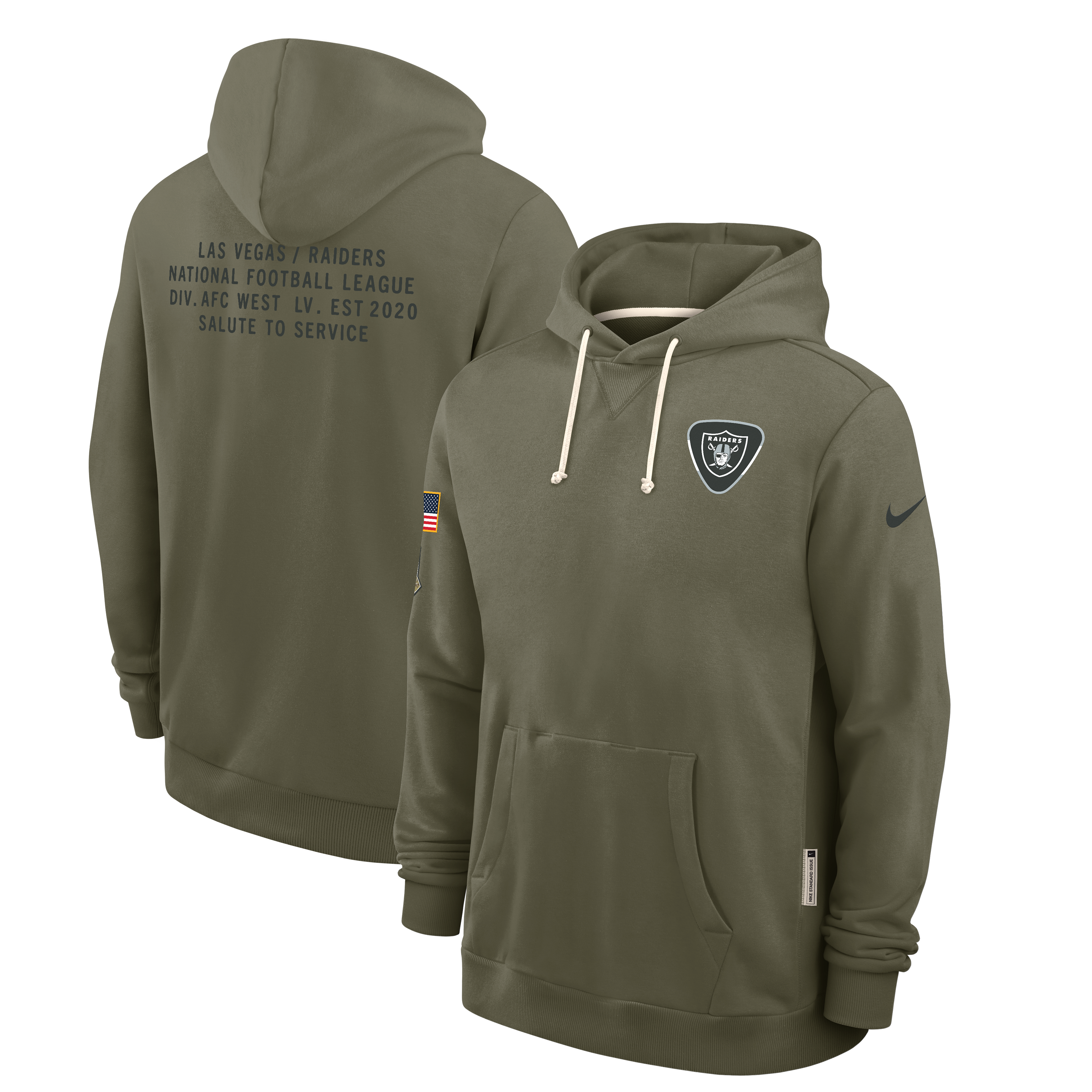 Las Vegas Raiders Nike 2025 Salute to Service Sideline Standard Issue Dri-FIT Hoodie-Olive