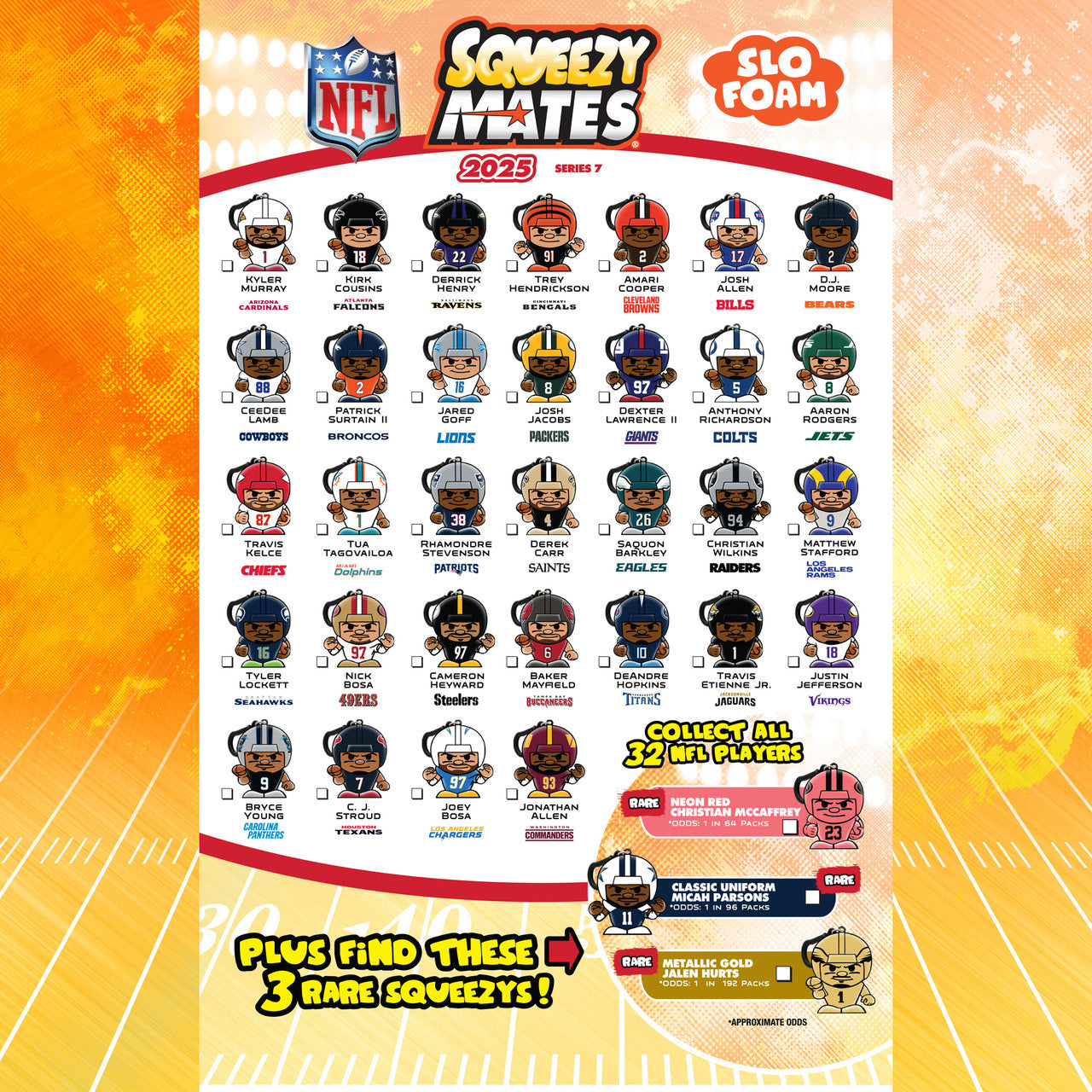 NFL Squeezy Mates  Gravity Feed Figurine Mystery Pack 2024-2025