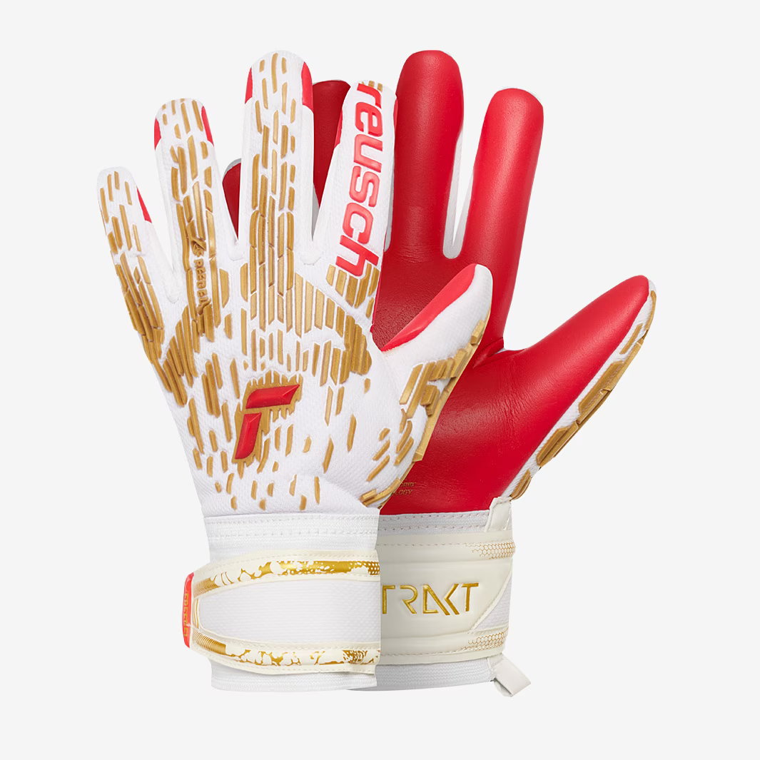 Reusch Attrakt Freegel Sliver Goalkeeper Glove-White/Gold/Red