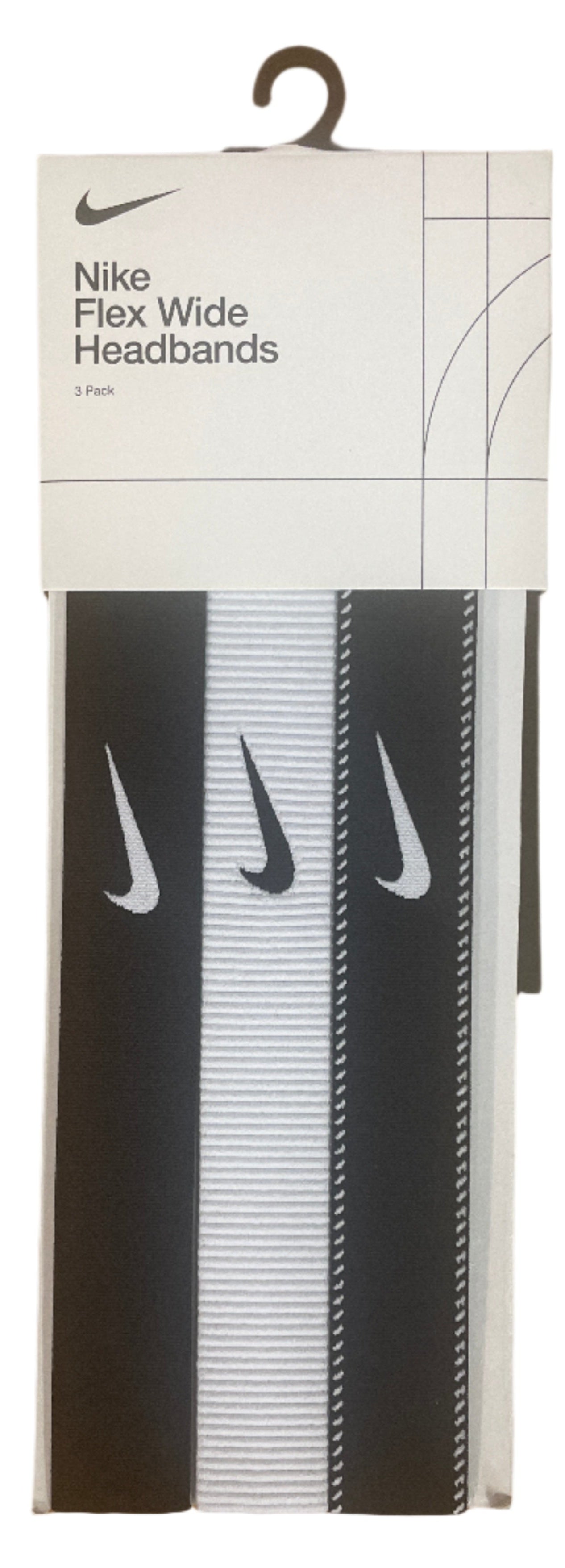 Nike Flex Wide Headbands 3-Pack -Black/White