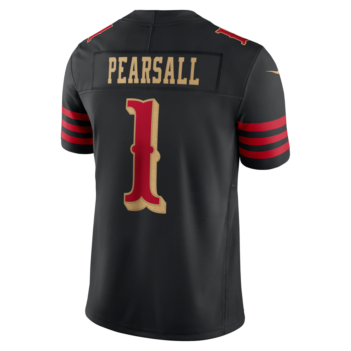 Nike Ricky Pearsall #1 San Francisco 49ers Rivalries Limited jersey in black, back view