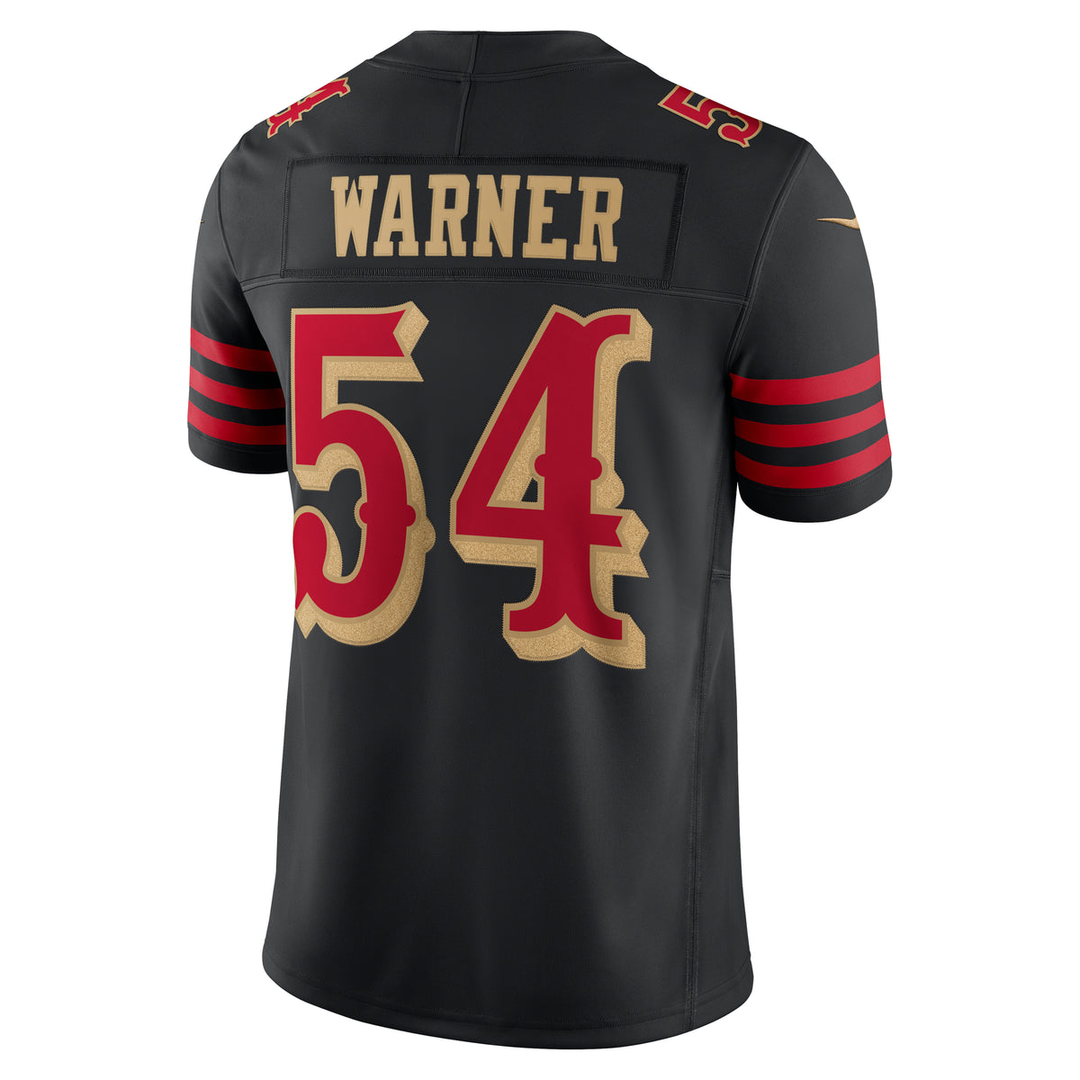 Nike men's Fred Warner #54 San Francisco 49ers Rivalries Limited jersey in black, back view