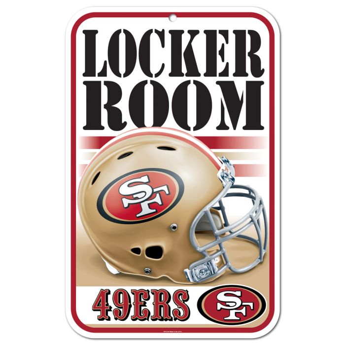 SAN FRANCISCO 49ERS LOCKER ROOM PLASTIC SIGN 11" X 17"