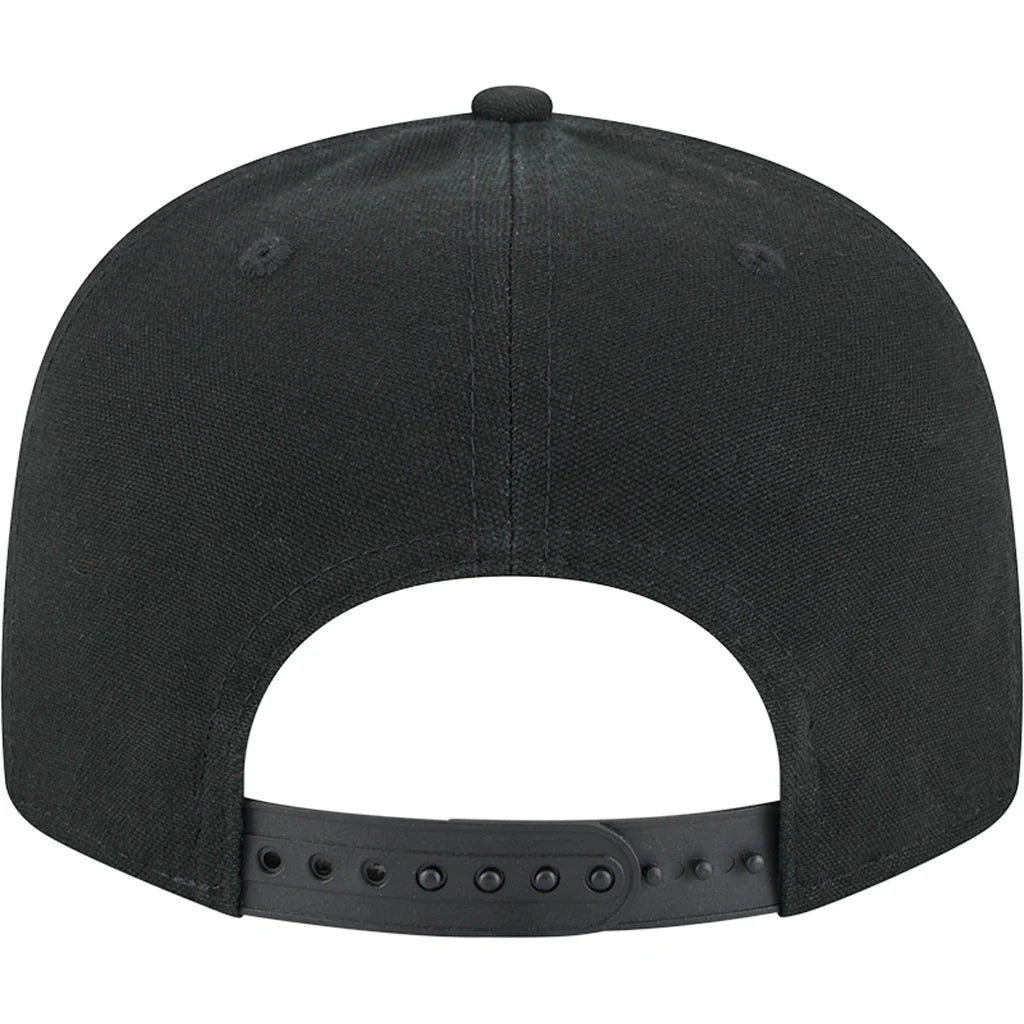 New Era Los Angeles Dodgers Cotton Canvas 9FIFTY Split Panel Trucker Hat-Black/Black