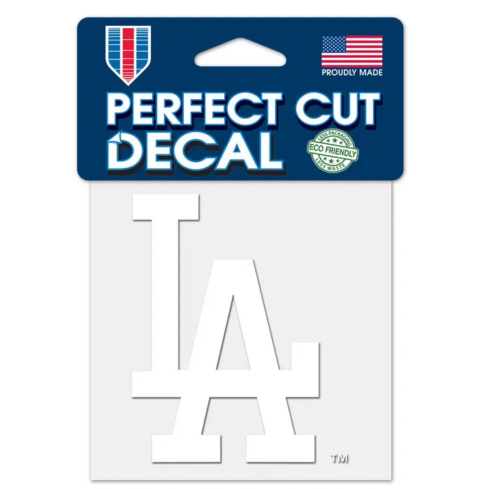 Los Angeles Dodgers Perfect Cut White Decal 4" x 4"