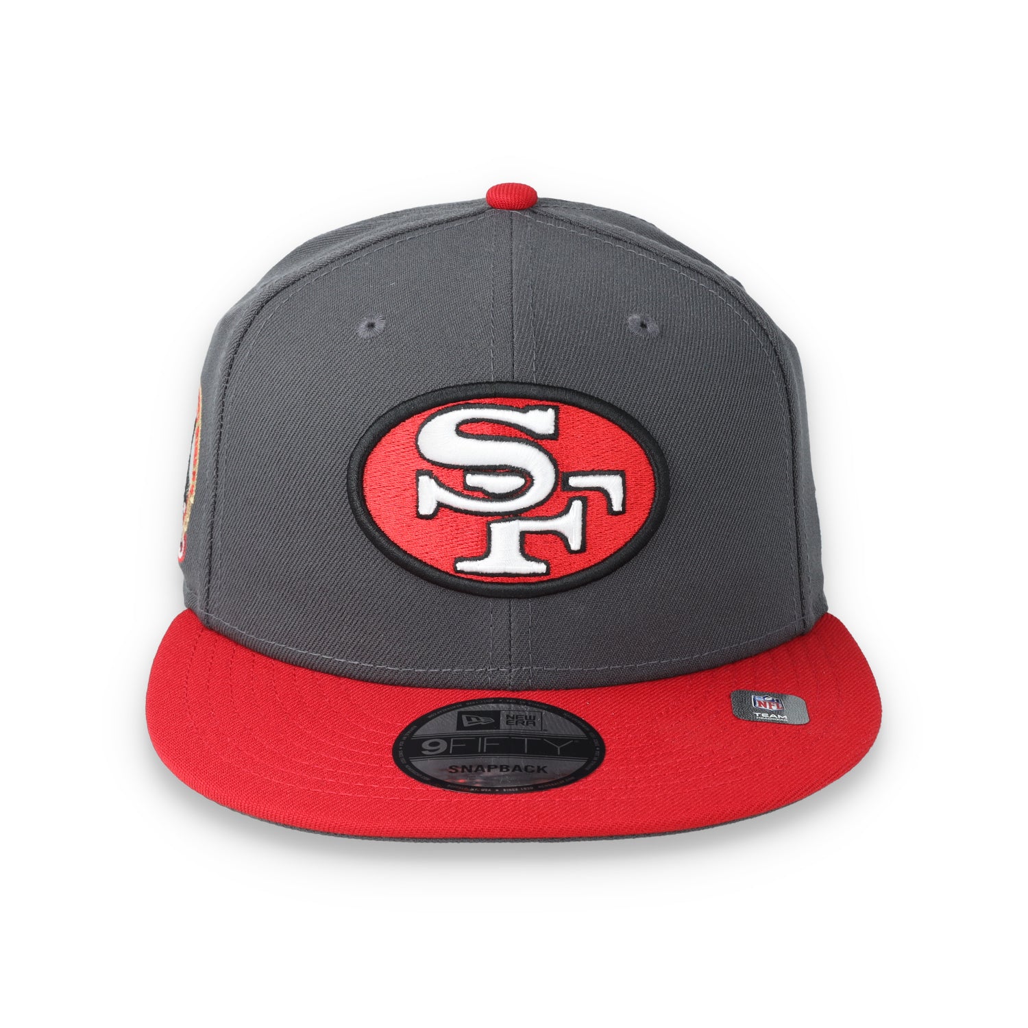 New Era San Francisco 49ers 40th Anniversary Side Patch 9FIFTY Snapback Hat-Grey/Scarlet/White