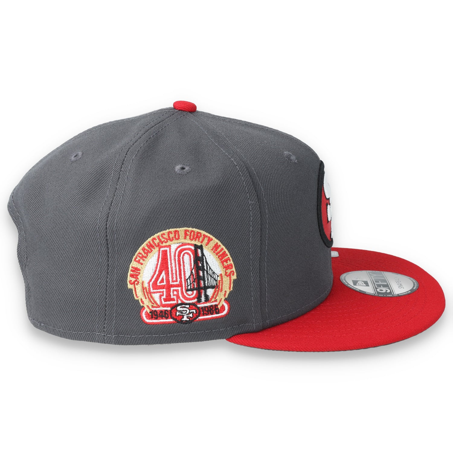 New Era San Francisco 49ers 40th Anniversary Side Patch 9FIFTY Snapback Hat-Grey/Scarlet/White