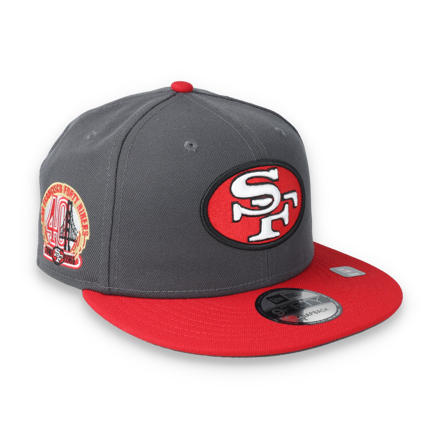 New Era San Francisco 49ers 40th Anniversary Side Patch 9FIFTY Snapback Hat-Grey/Scarlet/White