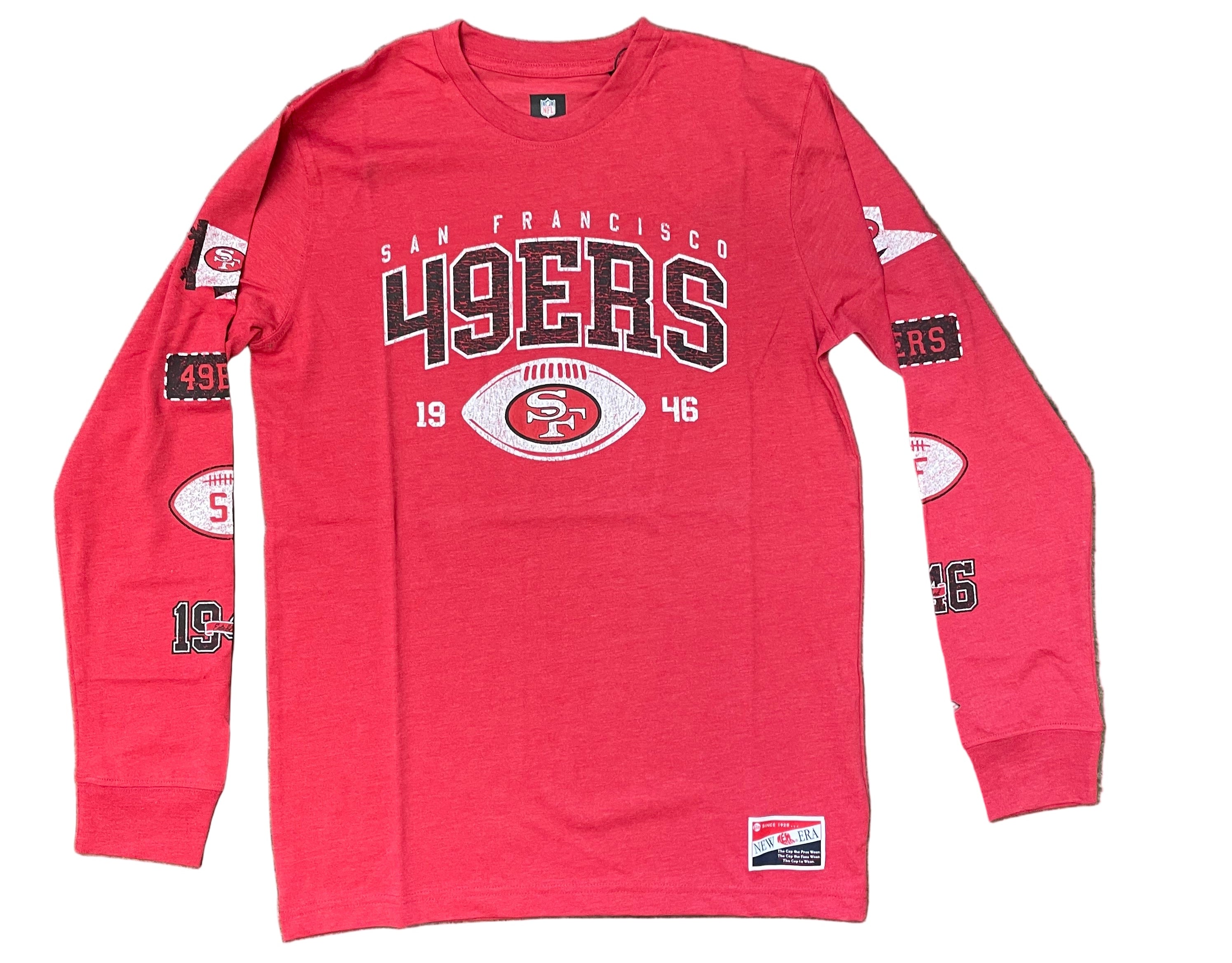 New Era Men's San Francisco 49ers Long Sleeve Side Patch Graphic T-Shirt-Red