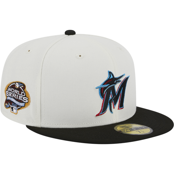 New Era Miami Marlins Throwback 2003 Worlds Series 59FIFTY Fitted Ivory Hat