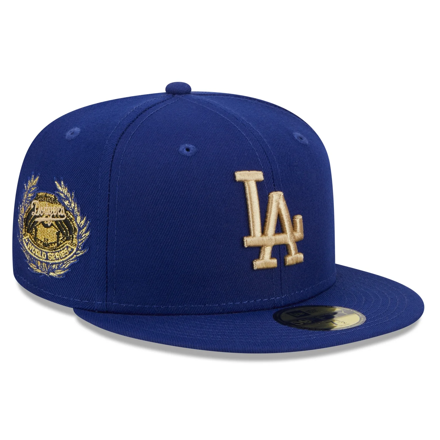 New Era Los Angeles Dodgers Laurel 1963 World Series Side Patch 59fifty Fitted Cap-Blue