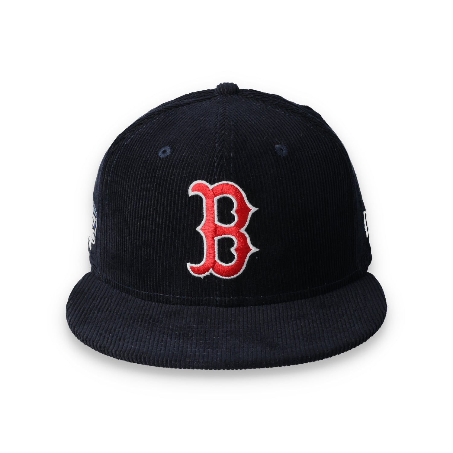 New Era Boston Red Sox Side Patch Corduroy Fitted Hat-Navy Blue