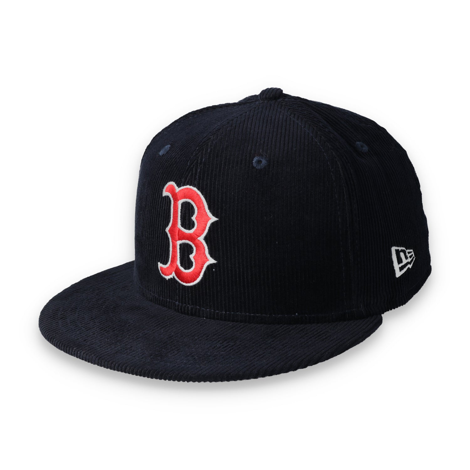 New Era Boston Red Sox Side Patch Corduroy Fitted Hat-Navy Blue