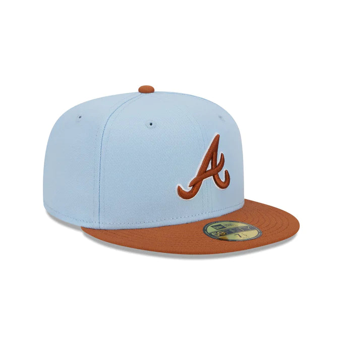 New Era Atlanta Braves Color Pack 59FIFTY Fitted Hat-Light Blue/Rust Orange