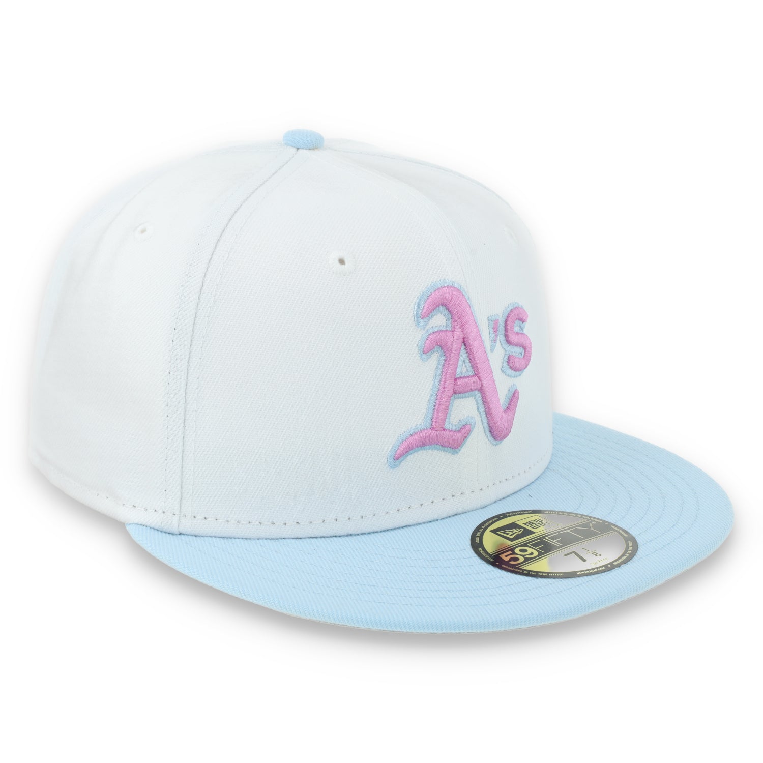 New Era Oakland Athletics Color Pack 59FIFTY Fitted Hat-White/Light Blue /Pink