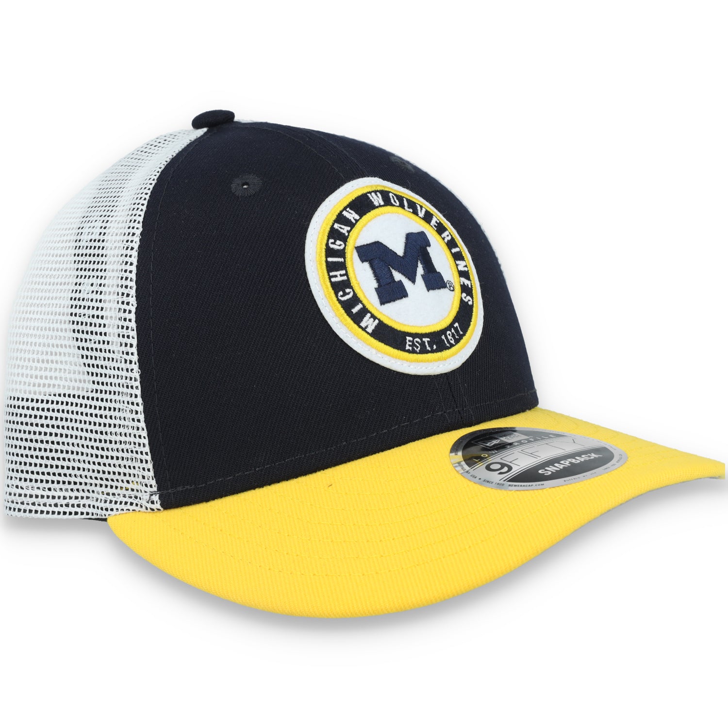 New Era Michigan Wolverines Throwback Low Profile 9FIFTY Trucker Snapback Hat