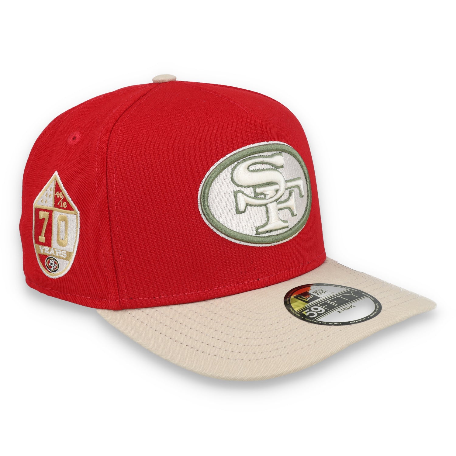 New Era San Francisco 49ers 70th Anniversary Side Patch Canvas A-Frame 59FIFTY Fitted Hat