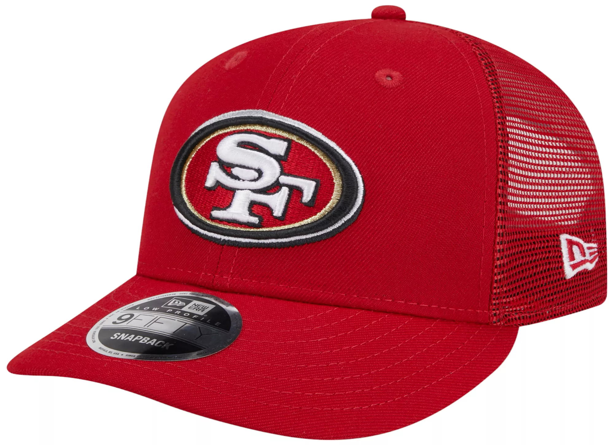 New Era Men's San Francisco 49ERS 2024 NFL Draft Red Low Profile 9Fifty Trucker Adjustable Hat