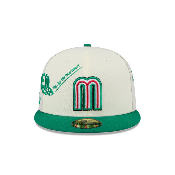 New Era Mexico Anniversary Logos Stone 59FIFTY Fitted Hat-White/Green