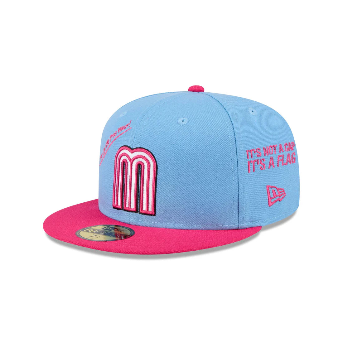 New Era Mexico Anniversary Logos 59FIFTY Fitted Hat-Sky Blue/Pink