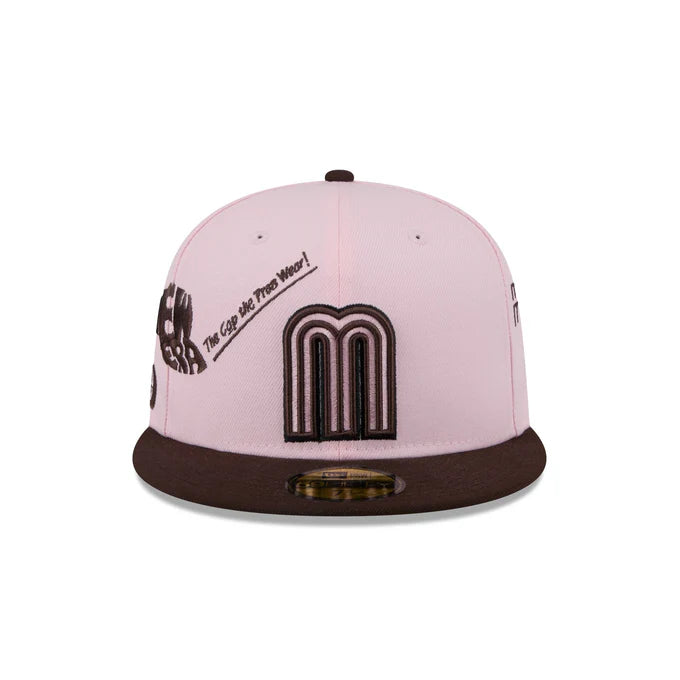 New Era Mexico Anniversary Logos 59FIFTY Fitted Hat-Pink/Brown