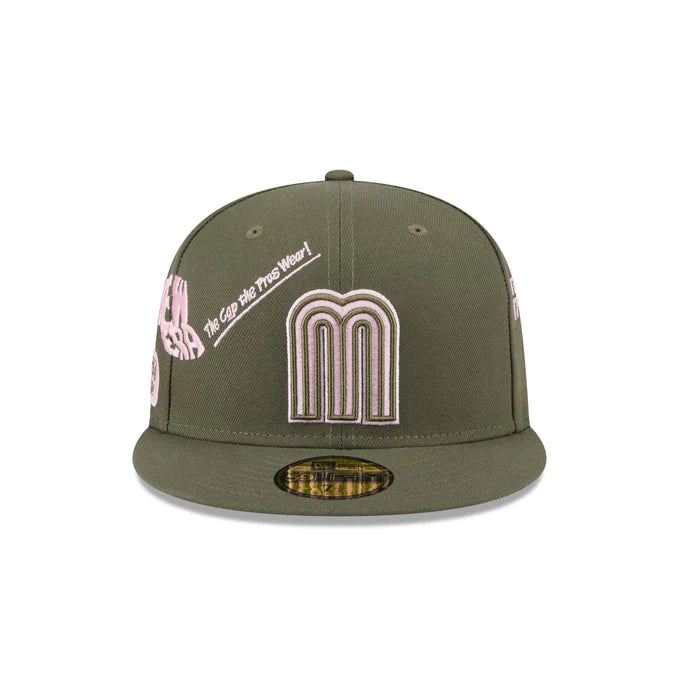 New Era Mexico Anniversary Series 59FIFTY Fitted Hat-Olive Green/Pink