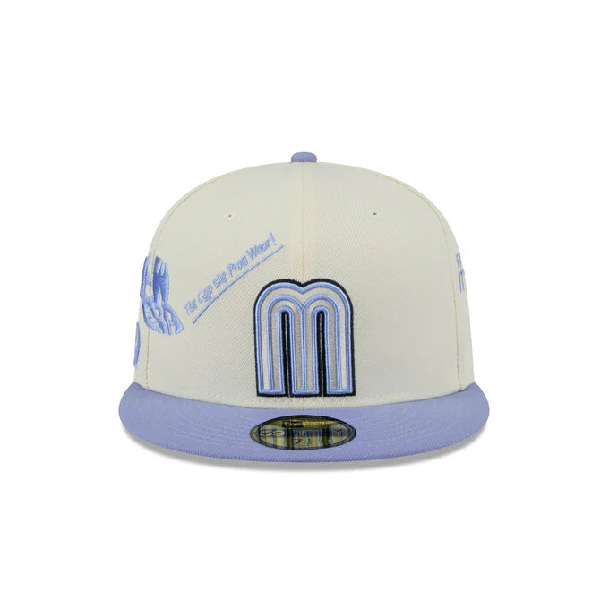 New Era Mexico Anniversary Logos 59FIFTY Fitted Hat-Chrome/Lavender