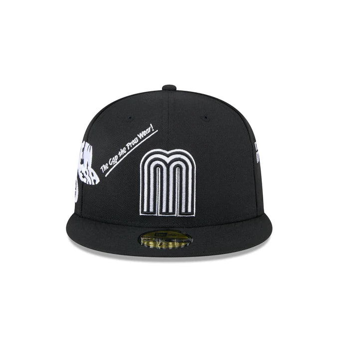 New Era Mexico Anniversary Logos 59FIFTY Fitted Hat-Black/White