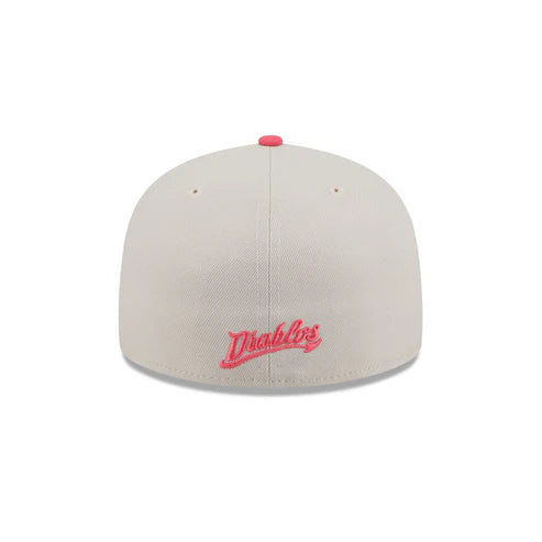 New Era Diablos Rojos Del Mexico Two-Tone Coral 59FIFTY Fitted Hat-Pink