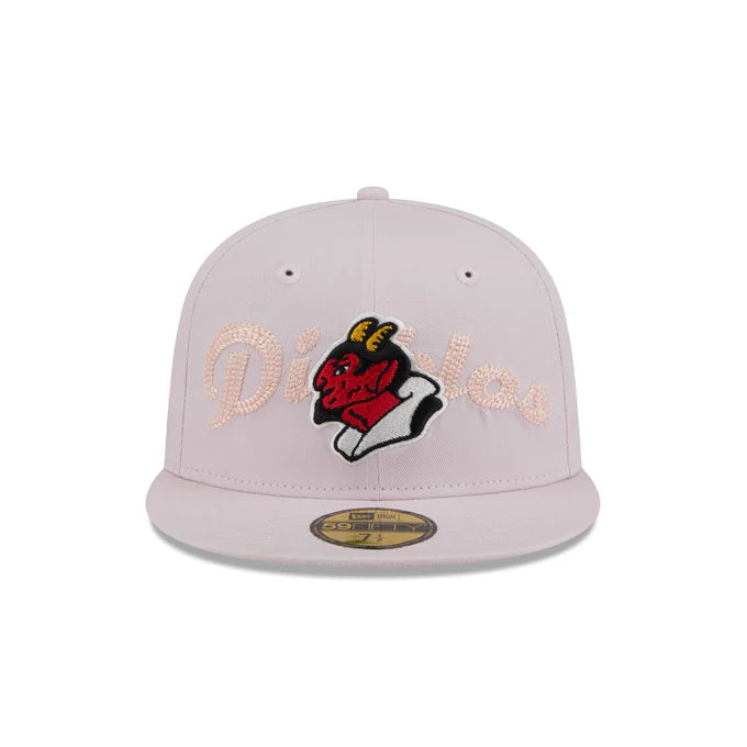 New Era Diablos Rojos Del Mexico Stacked Wordmark 59FIFTY Fitted Hat-Pink