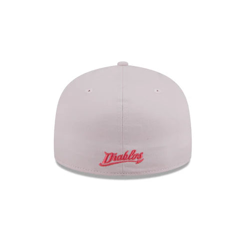 New Era Diablos Rojos Del Mexico Stacked Wordmark 59FIFTY Fitted Hat-Pink