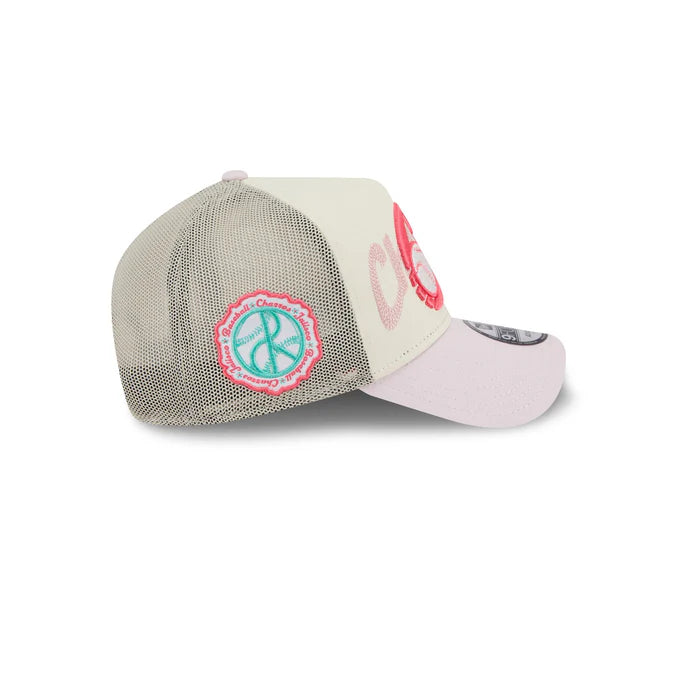 New Era Charros de Jalisco Alternative Logo A-Frame 9FORTY Adjustable Trucker Hat-Pink