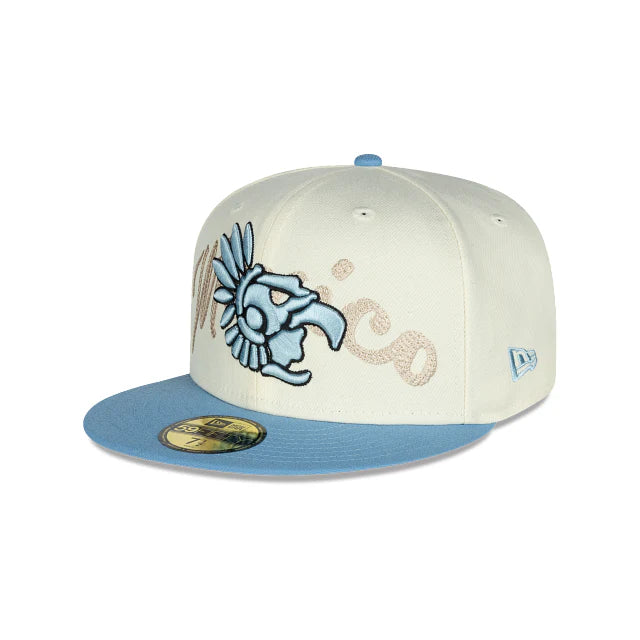 New Era Mexico Wordmark 59FIFTY Fitted Hat-Chrome/Light Blue