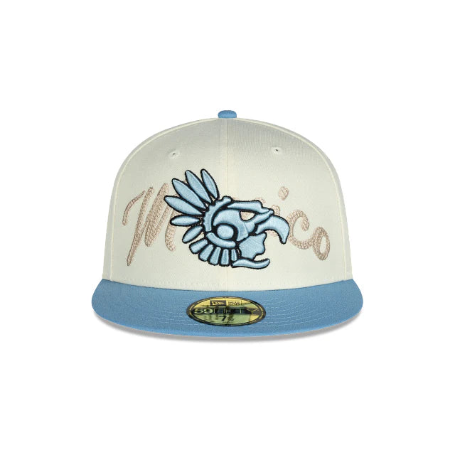 New Era Mexico Wordmark 59FIFTY Fitted Hat-Chrome/Light Blue