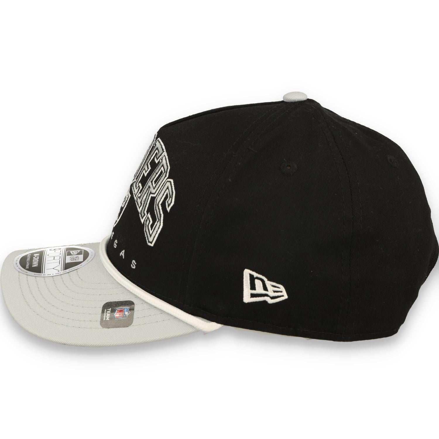 New Era Las Vegas Raiders Arch M-Crown 9FORTY A-Frame Adjustable Hat-Black/Grey