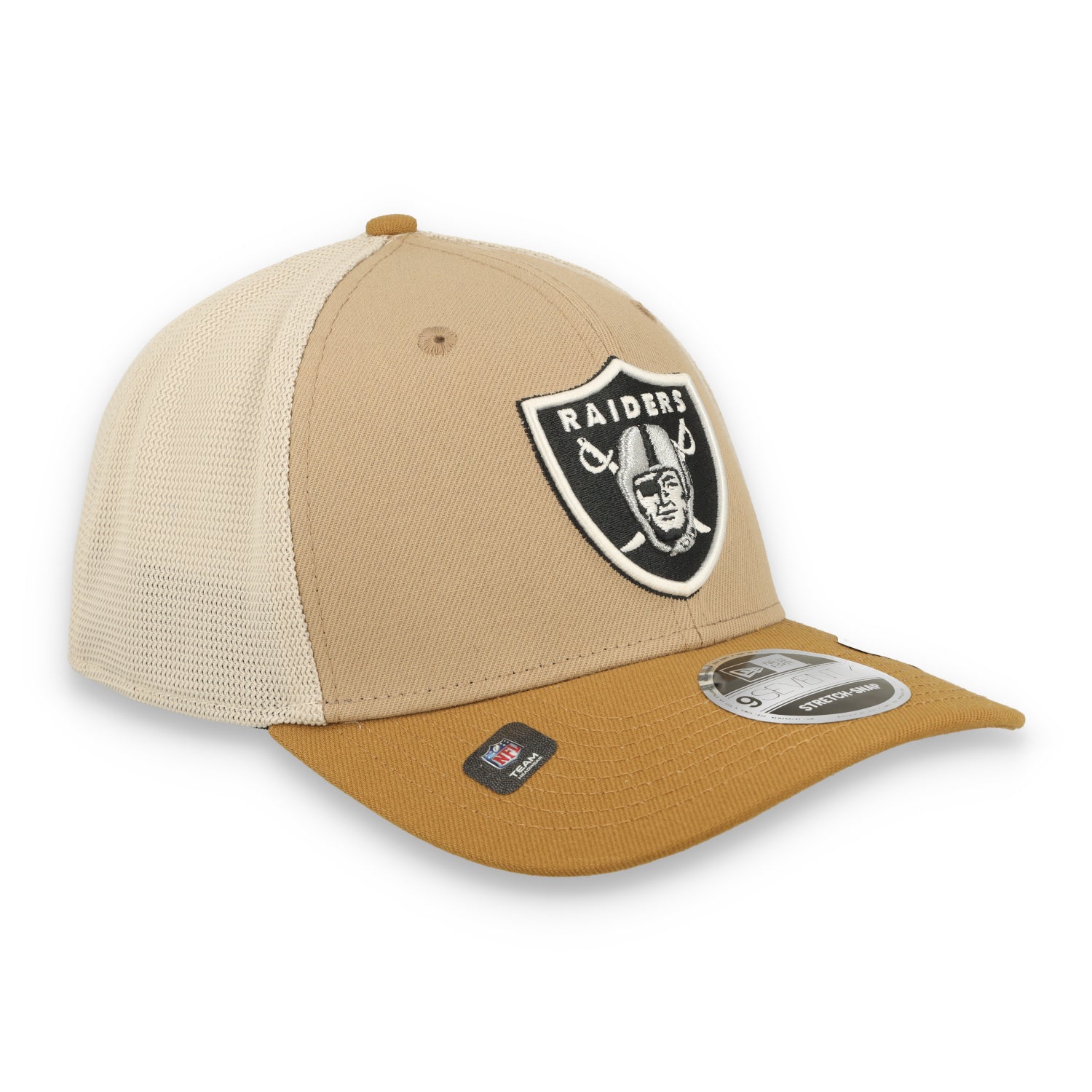 New Era Las Vegas Raiders 2-Tone 9SEVENTY Trucker Stretch-Snap Adjustable Hat-Brown/Beige