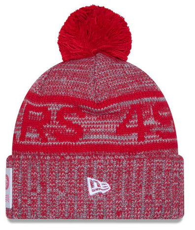 New Era San Francisco 49ers 2025 Cold Weather Cuffed Knit Hat With Pom- Scarlet