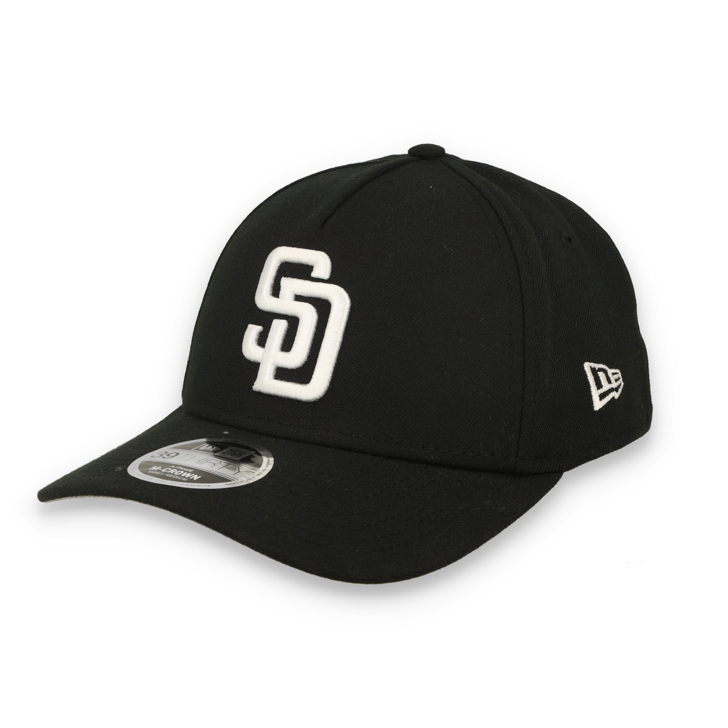 New Era San Diego Padres 39THIRTY M-Crown A-Frame Stretch Fit Hat-Black/White