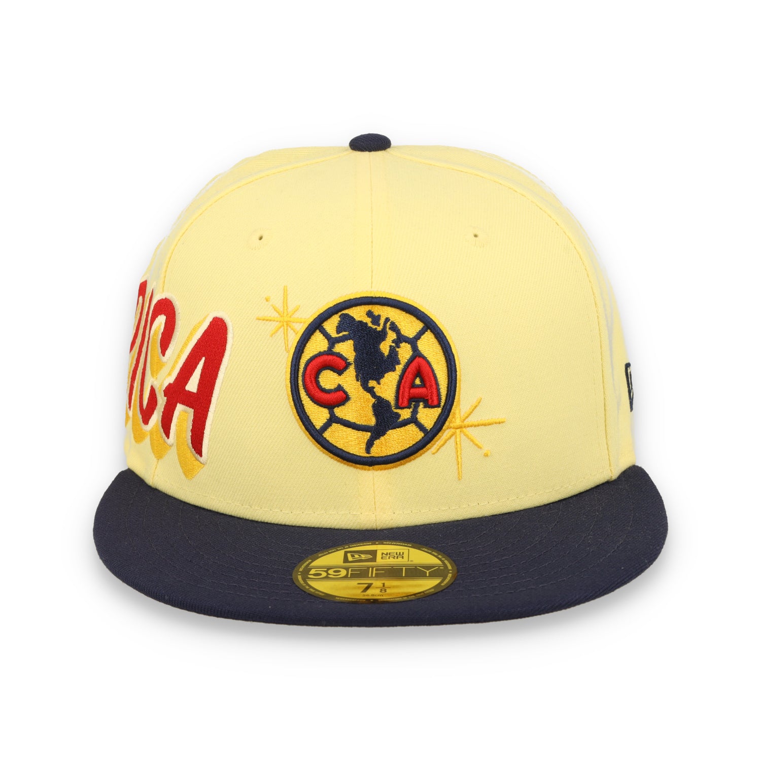 NEW ERA CLUB AMERICA OFFICIAL FITTED 59FIFTY AMERICA SIDEPATCH -YELLOW/ROYAL