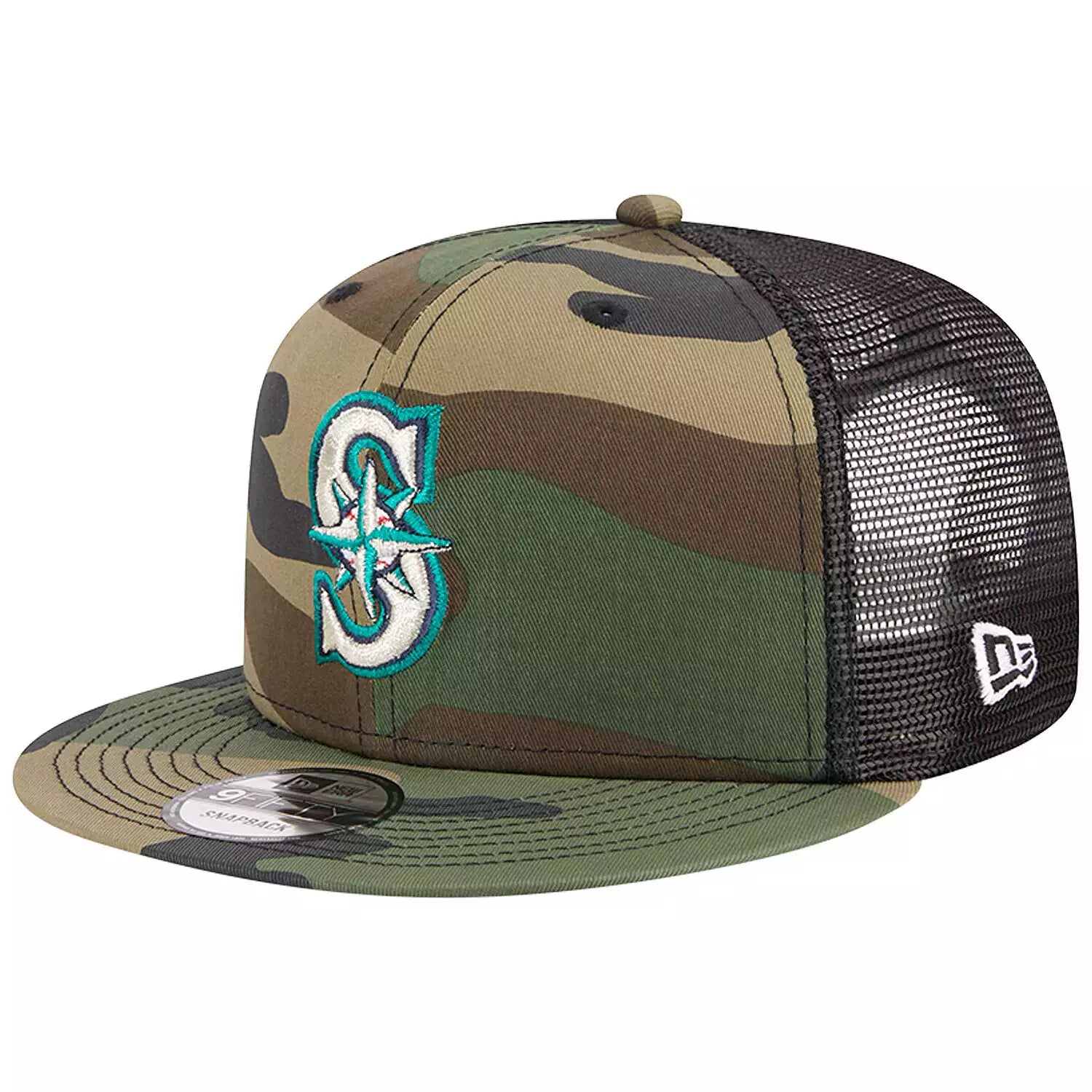 New Era Seattle Mariners Woodland Camo Trucker 9FIFTY Snapback Hat-Camo
