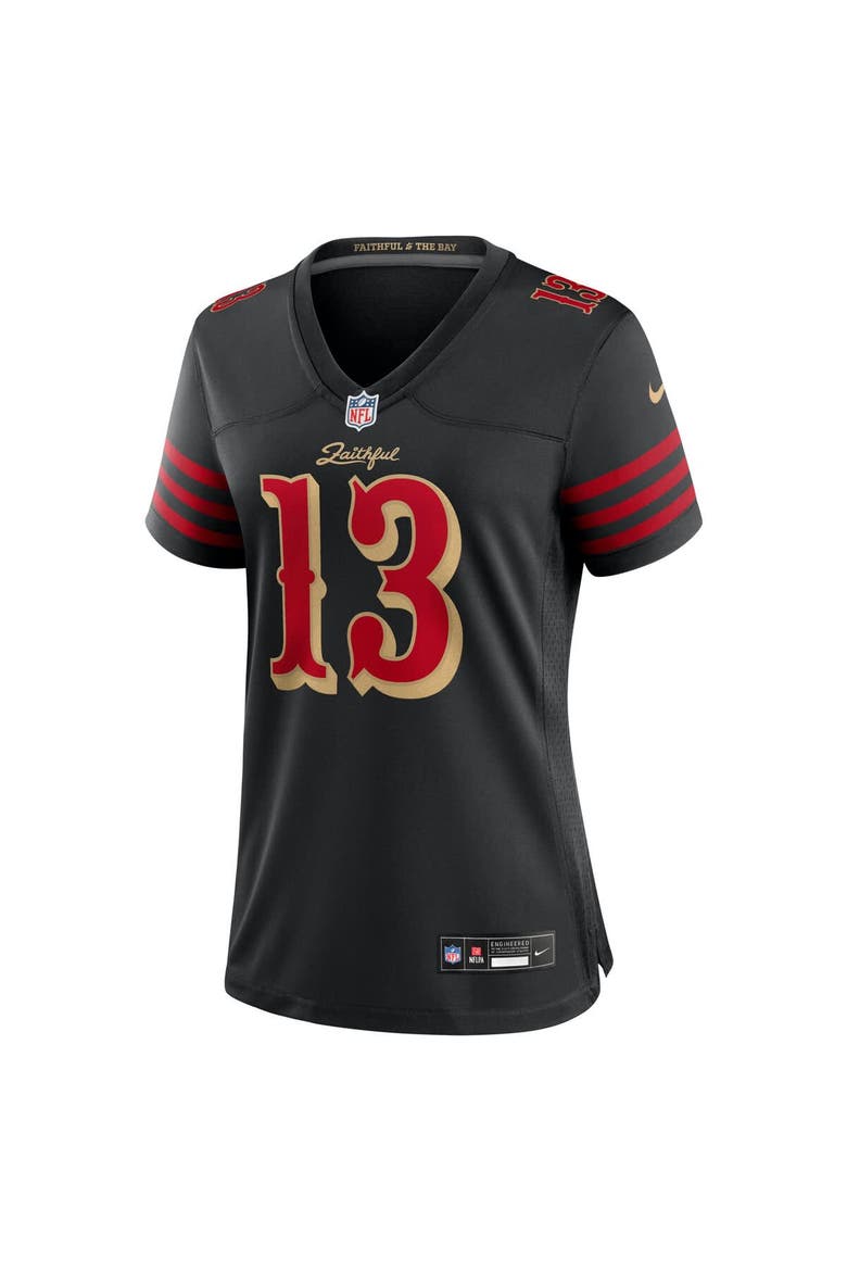 Nike women's Brock Purdy #13 San Francisco 49ers Rivalries Game Jersey in black, front view