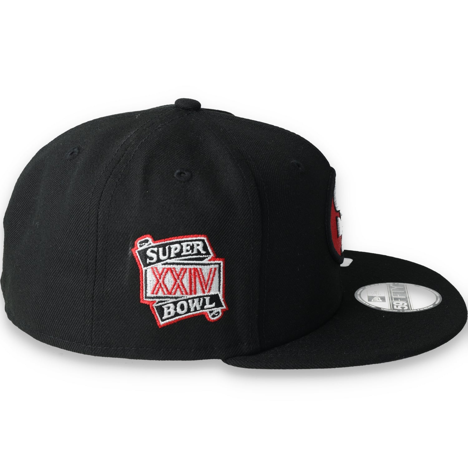 Exclusive San Francisco 49ers Official 59FIFTY, XXIV Super Bowel Side Patch -BLACK/WHITE/RED