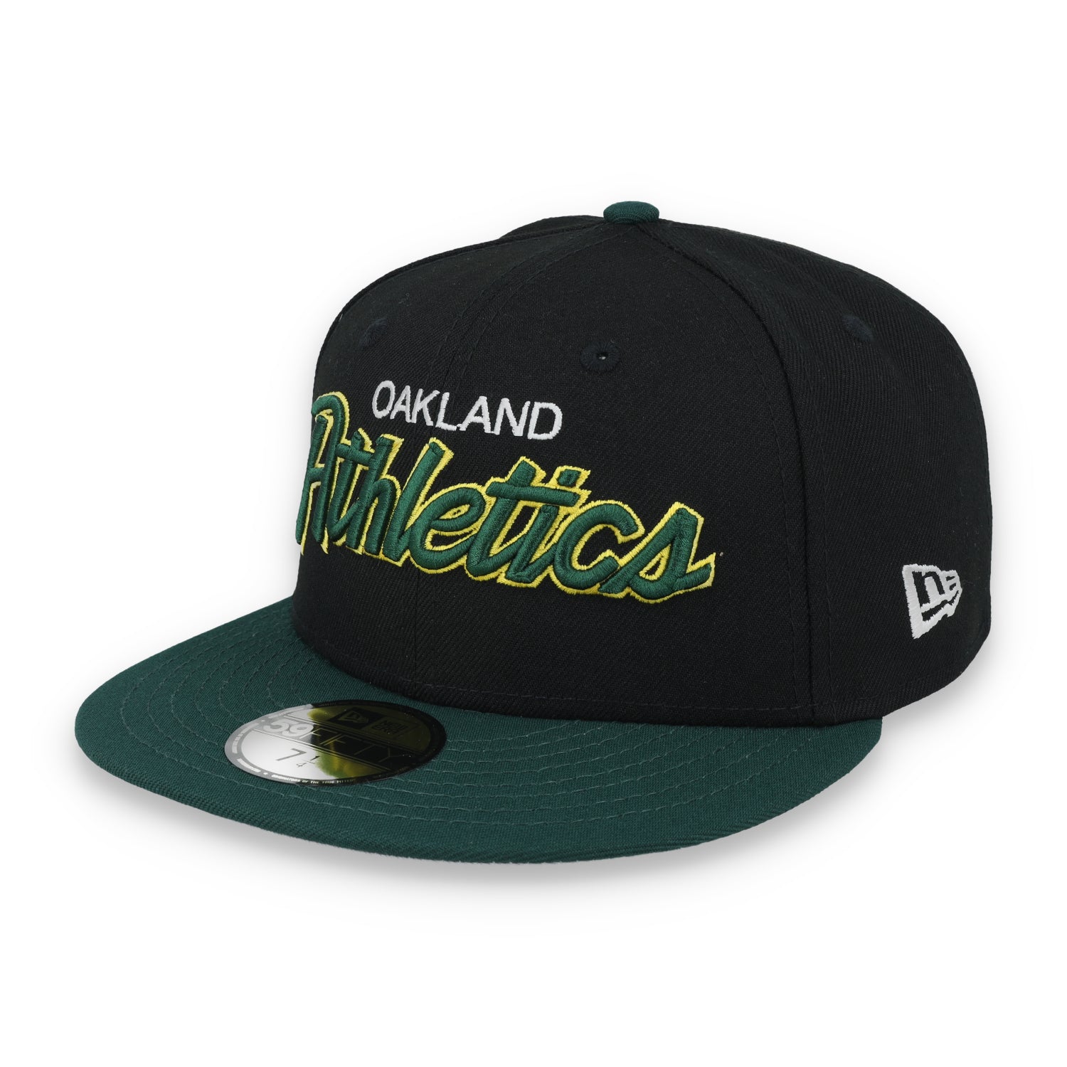 New Era Oakland Athletics Script 50th Anniversary Side Patch 59fifty Fitted Hat-