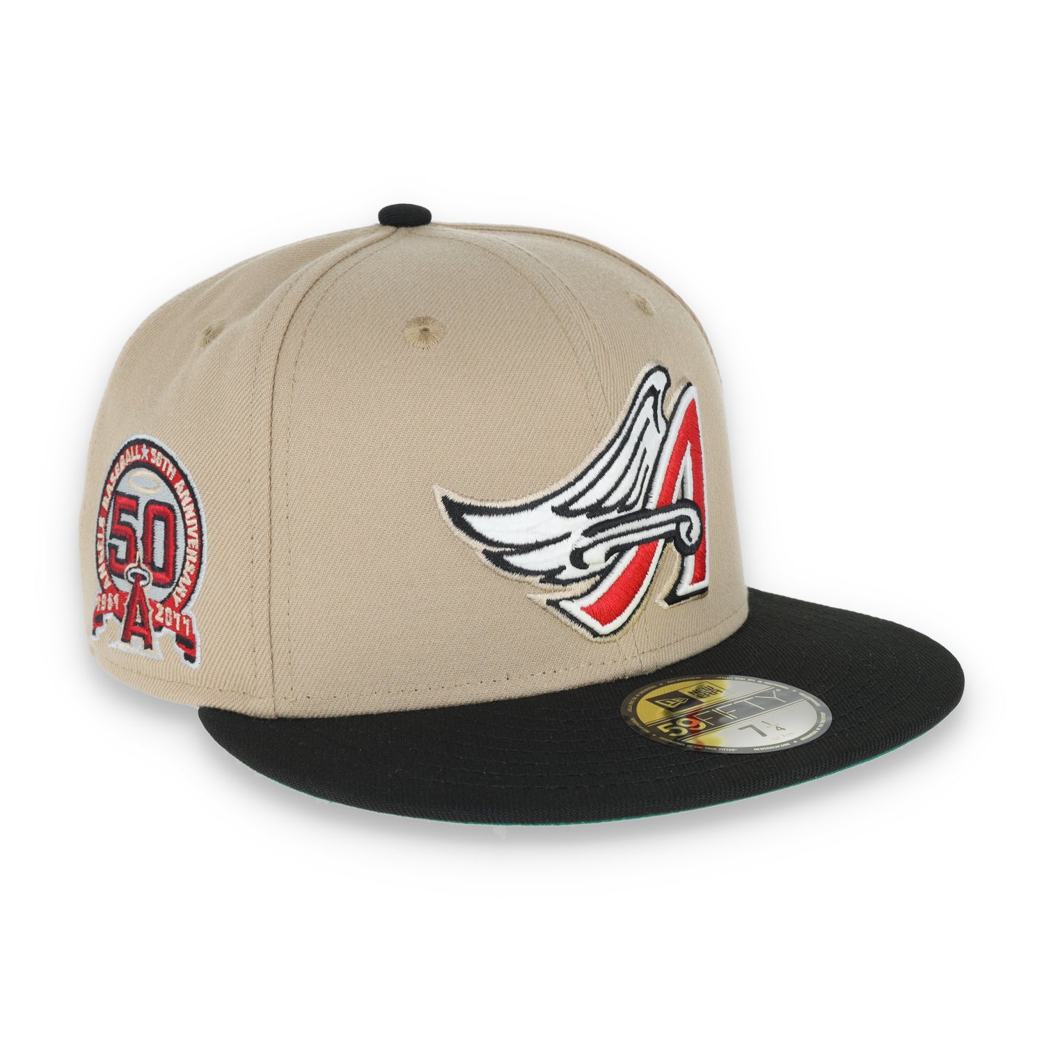 New Era Los Angeles Angels 50th Anniversary Patch 59FIFTY Fitted Khaki Hat