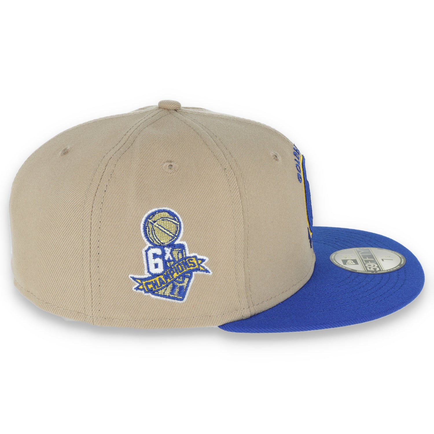 New Era Golden State Warriors 6X Champions Side Patch 59FIFTY Fitted Hat-Khaki